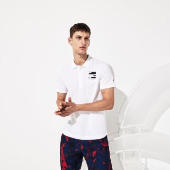 Lacoste SPORT Novak Djokovic Lightweight Cotton Polo - Polo Pánské Bílé / Tmavě Blankyt Blankyt | CZ